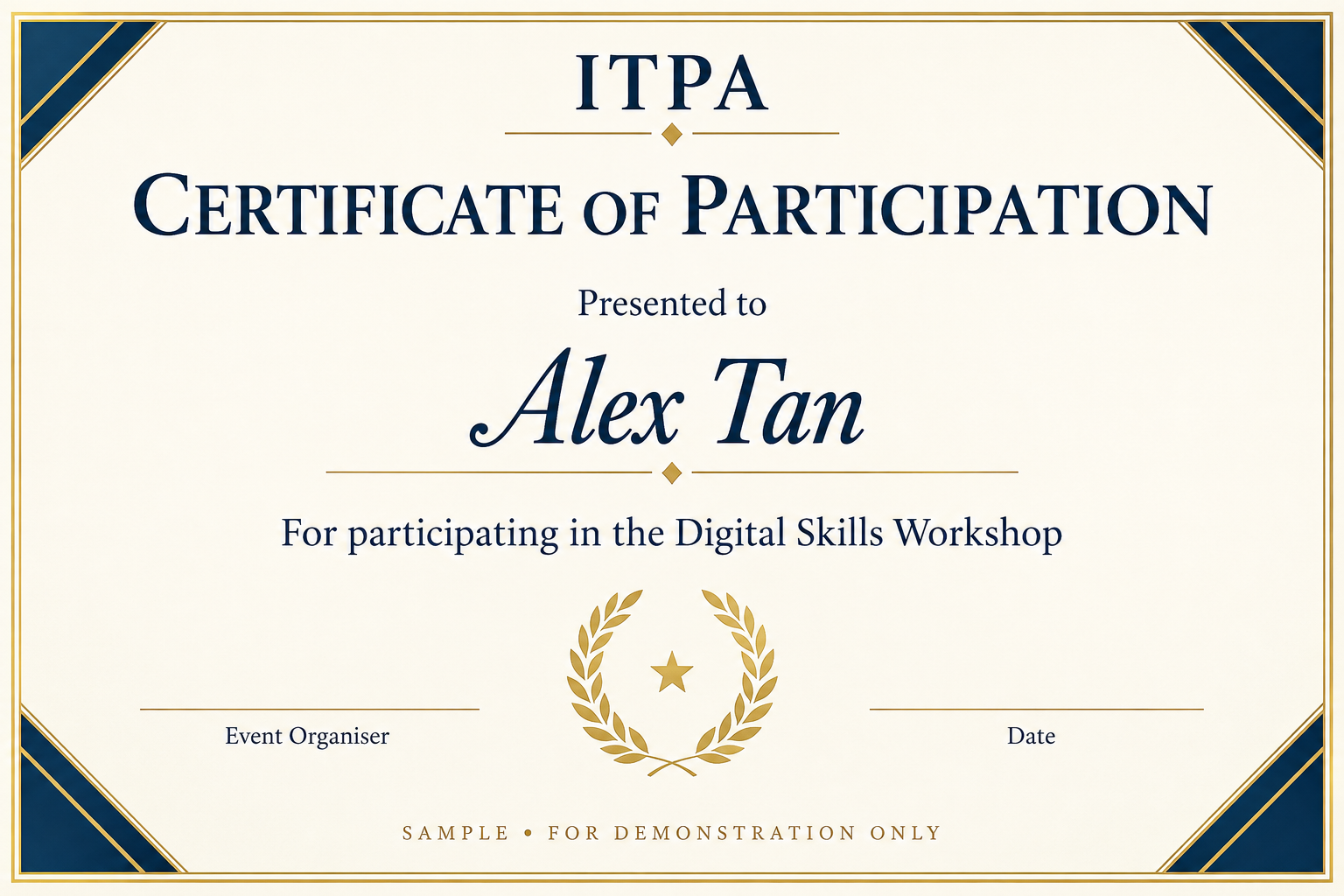 English Digital Certificate Sample