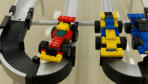 Building-block cars used during the team programme