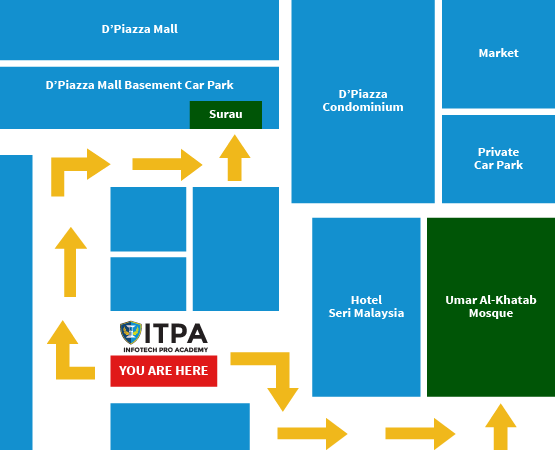 Surau and mosque location map near ITPA Penang